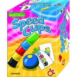 Speed Cups es un juego de mesa muy divertido en el que colocar los cubiletes como indica la carta intentando tocar el timbre en primera posición.
