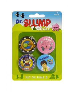 4 Pins de personajes de la serie Dr. Slump, Set B