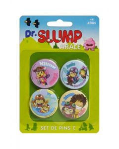 4 Pins de personajes de la serie Dr. Slump, Set C