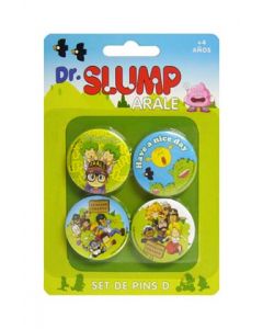 4 Pins de personajes de la serie Dr. Slump, Set D