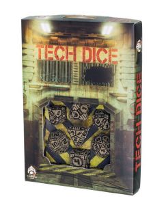 Tech dice Beige-black dice set (7)