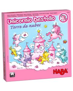 Unicornio Destello Torre de nubes es un juego cooperativo con Unicornios de madera 
